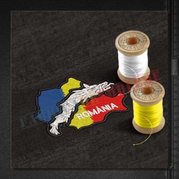 Emblema Harta Romaniei cu tricolor si lup dacic